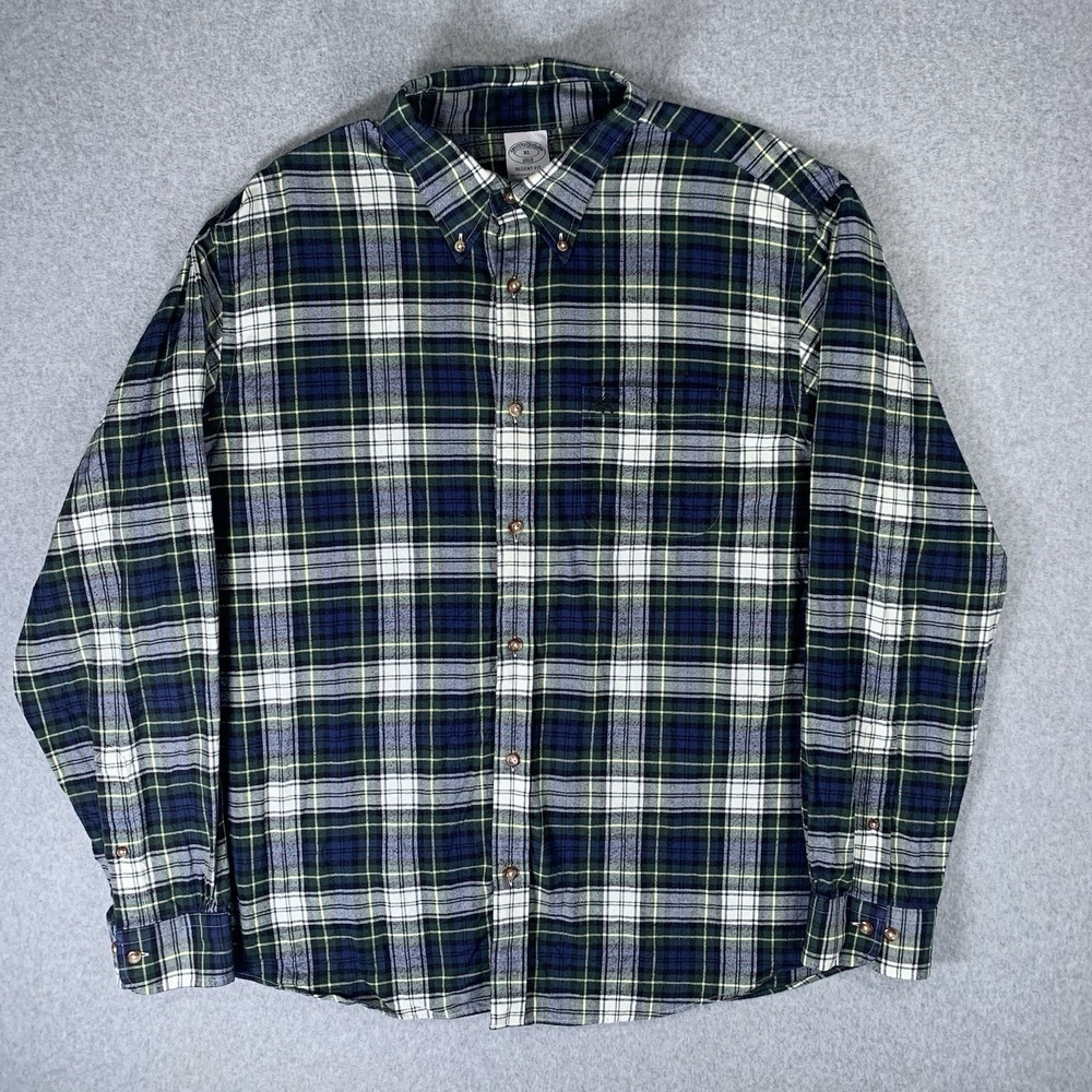 Brooks Brothers Shirt Mens XL Blue Green Flannel Long Sleeve Button Down Regent - Picture 2 of 11